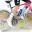 Close up view of the pedal on a bike in motion showing exceptional durability