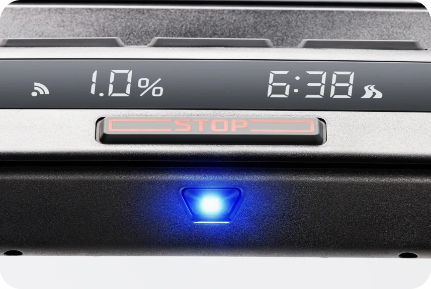 Runner positioned on the KICKR RUN belt, tracked by its time-of-flight sensor