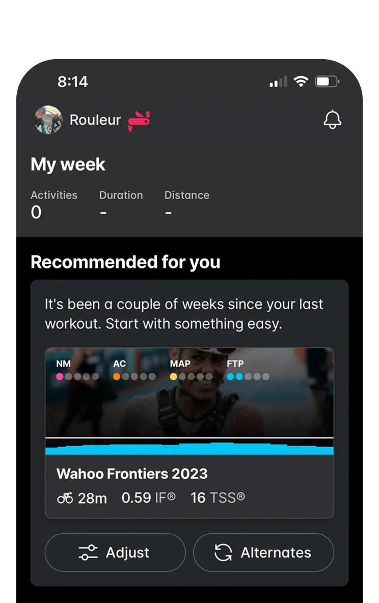 Recommended Workouts App Screen