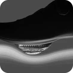 Wind tunnel visualization showing smooth airflow over the aerodynamic Speedplay Aero pedal